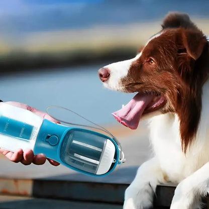 3-in-1 Portable Dog Water Bottle with Food Container & Poop Bag Holder
