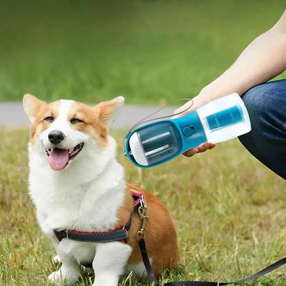 3-in-1 Portable Dog Water Bottle with Food Container & Poop Bag Holder